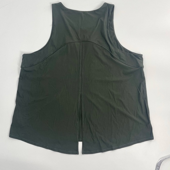 Spanx go lightly ribbed tie back tank Army Green Olive Open Back Plus Size 1X - Picture 7 of 10